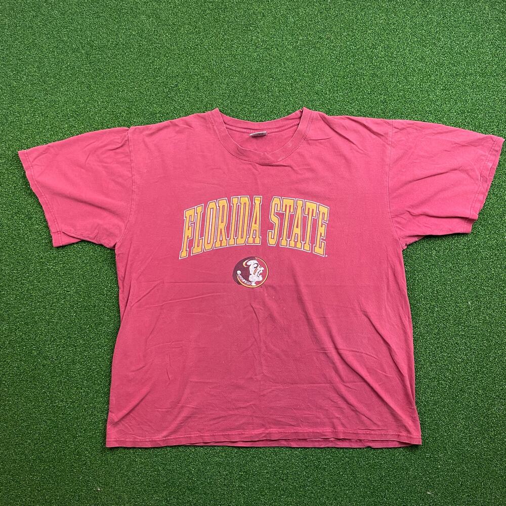 Vintage 1990s Soffe Florida State Seminoles Pink T-Shirt 2XL
